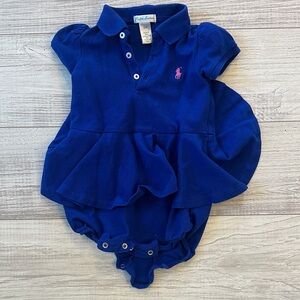 Ralph Lauren Navy Baby Dress with Pink Emblem
